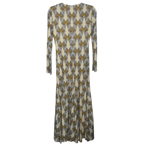 NWT Tory Burch Printed Sheath Dress Sand Deco Crane Geo Pattern - Picture 4 of 11